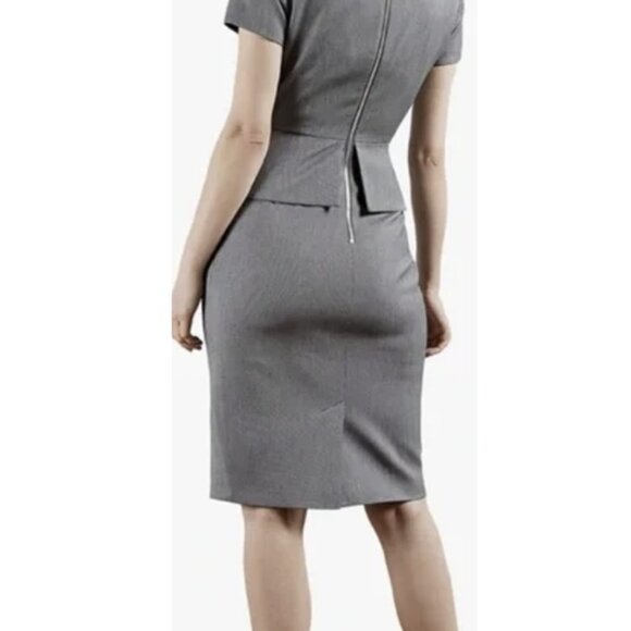 TED BAKER Black White Textured Asymmetric Dress (10-12) - Picture 3 of 8